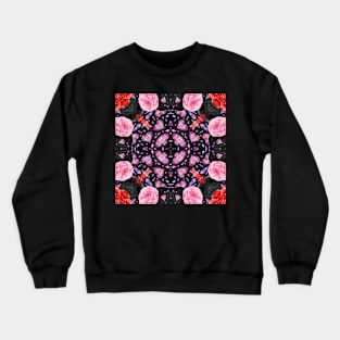 Crystal Hearts and Flowers Valentines Kaleidoscope pattern (Seamless) 32 Crewneck Sweatshirt